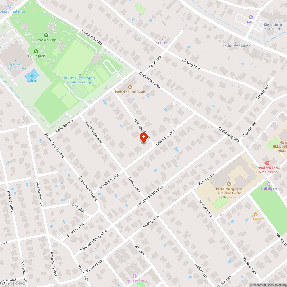 Eldugult utcai vízelvezető bejelentés helye