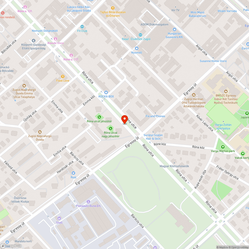 Kiszáradt fa (Róna utca) bejelentés helye