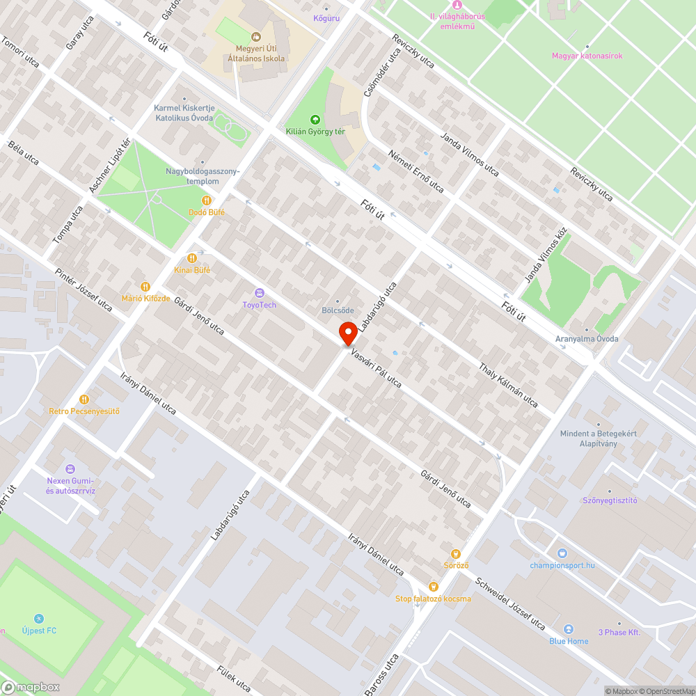 Befejezetlen járda bejelentés helye