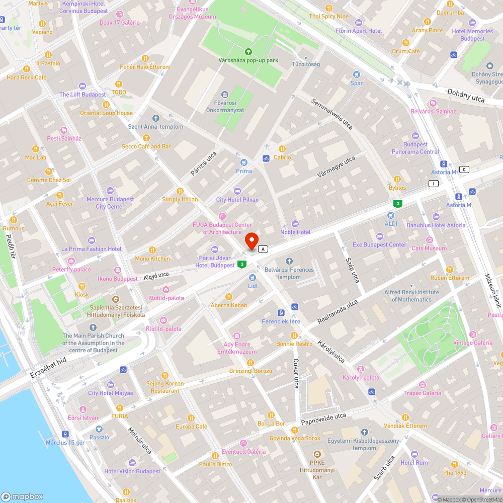 Homlokzati reklámháló az V. kerületben bejelentés helye