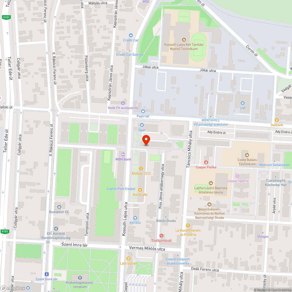 Kátyús parkoló bejelentés helye