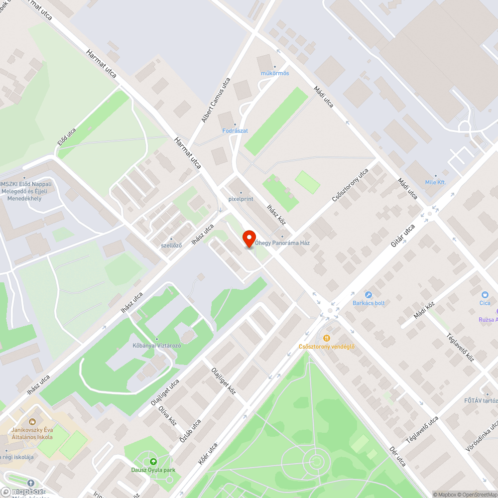 Kiszáradt fa - Harmat utca (szervizút mellett) bejelentés helye