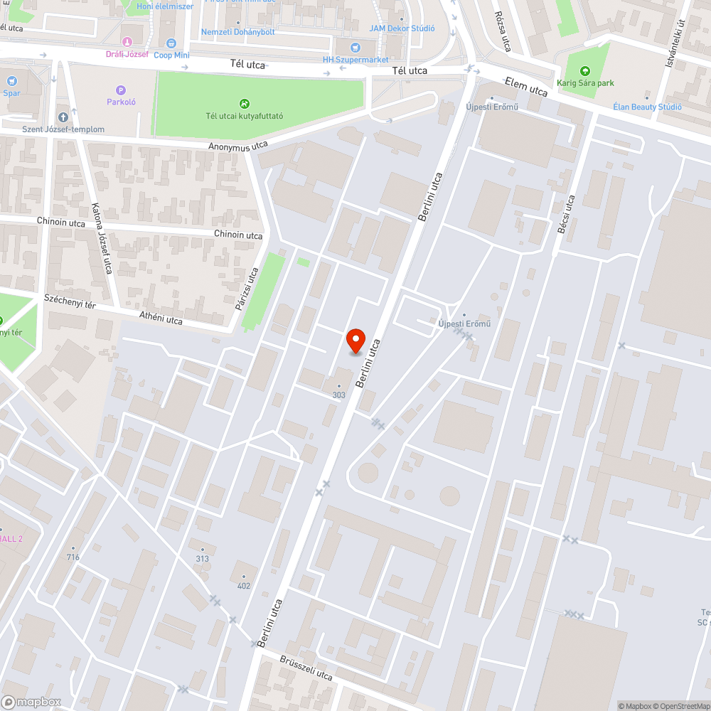 Kiszáradt fák a Berlini utcában bejelentés helye