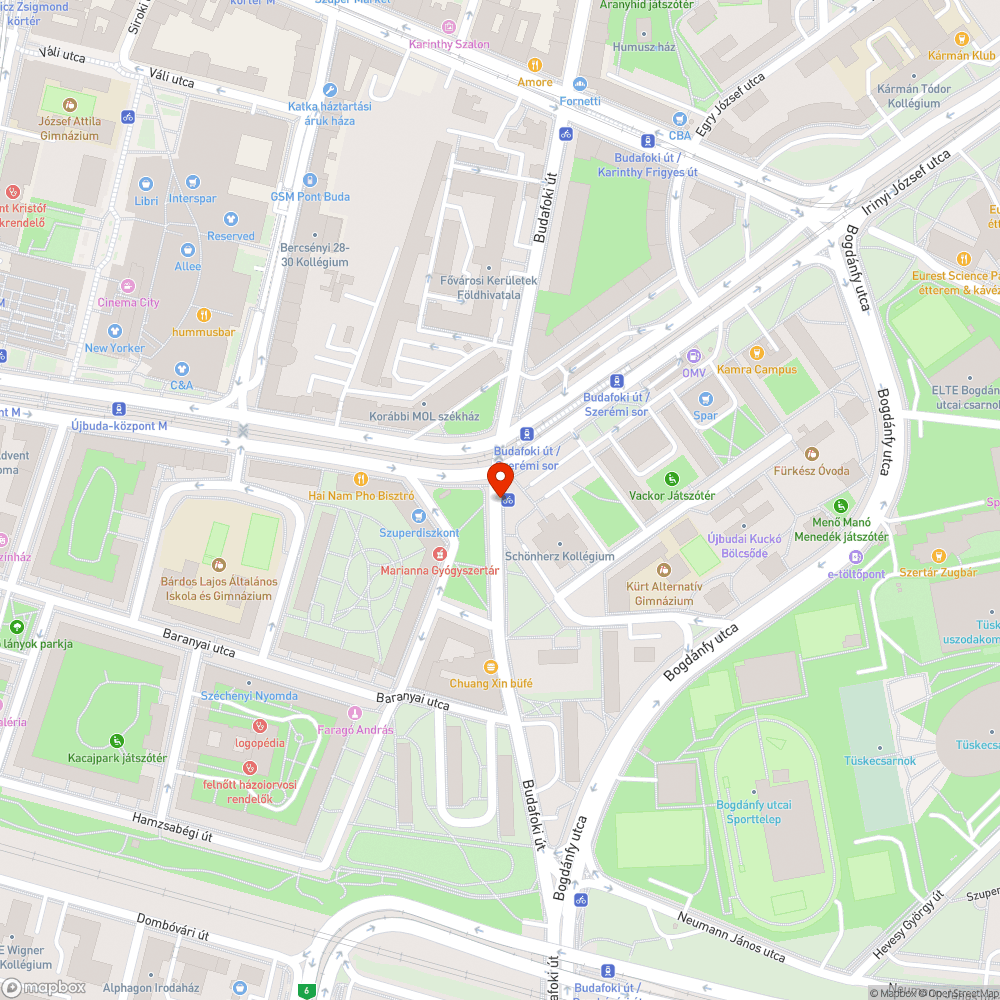 Ramaty állapotú járda (Budafoki út) bejelentés helye