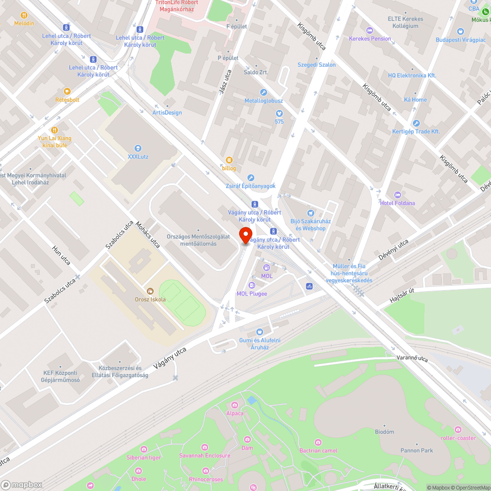 Elhagyott gumiabroncs bejelentés helye