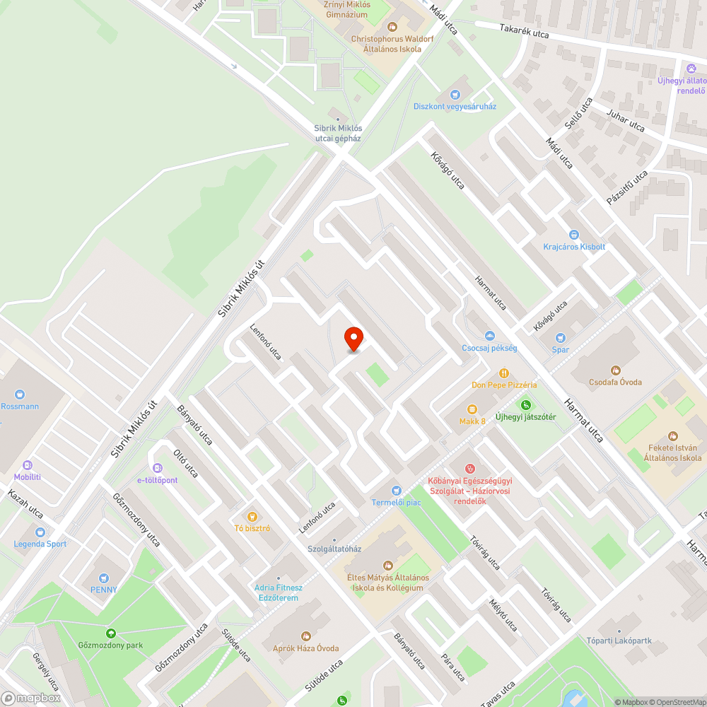 Kiszáradt fa - Szőlővirág u. 14-nél bejelentés helye