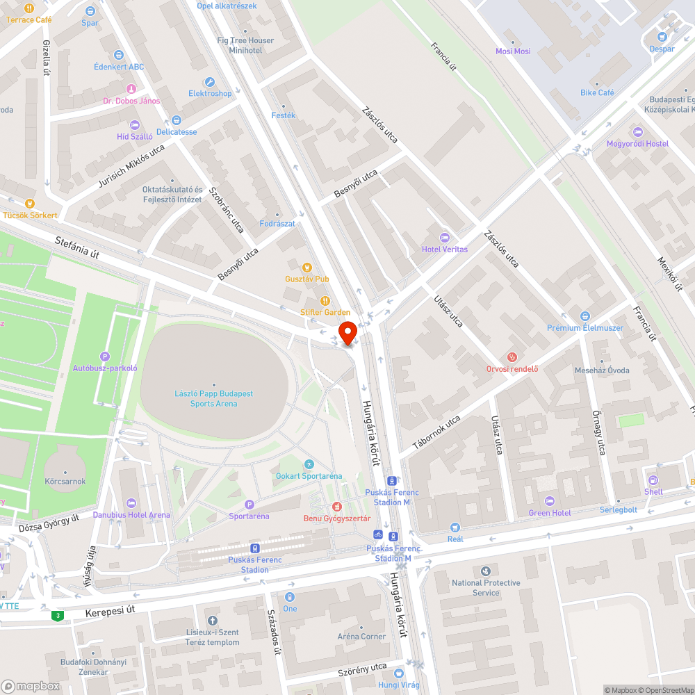 Kátyú a Stadionoknál bejelentés helye