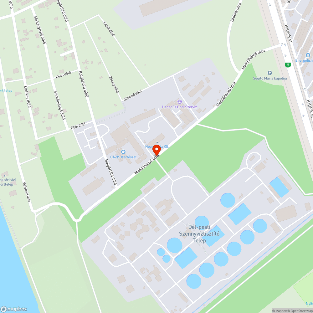 Meddőhányó utca kátyú bejelentés helye