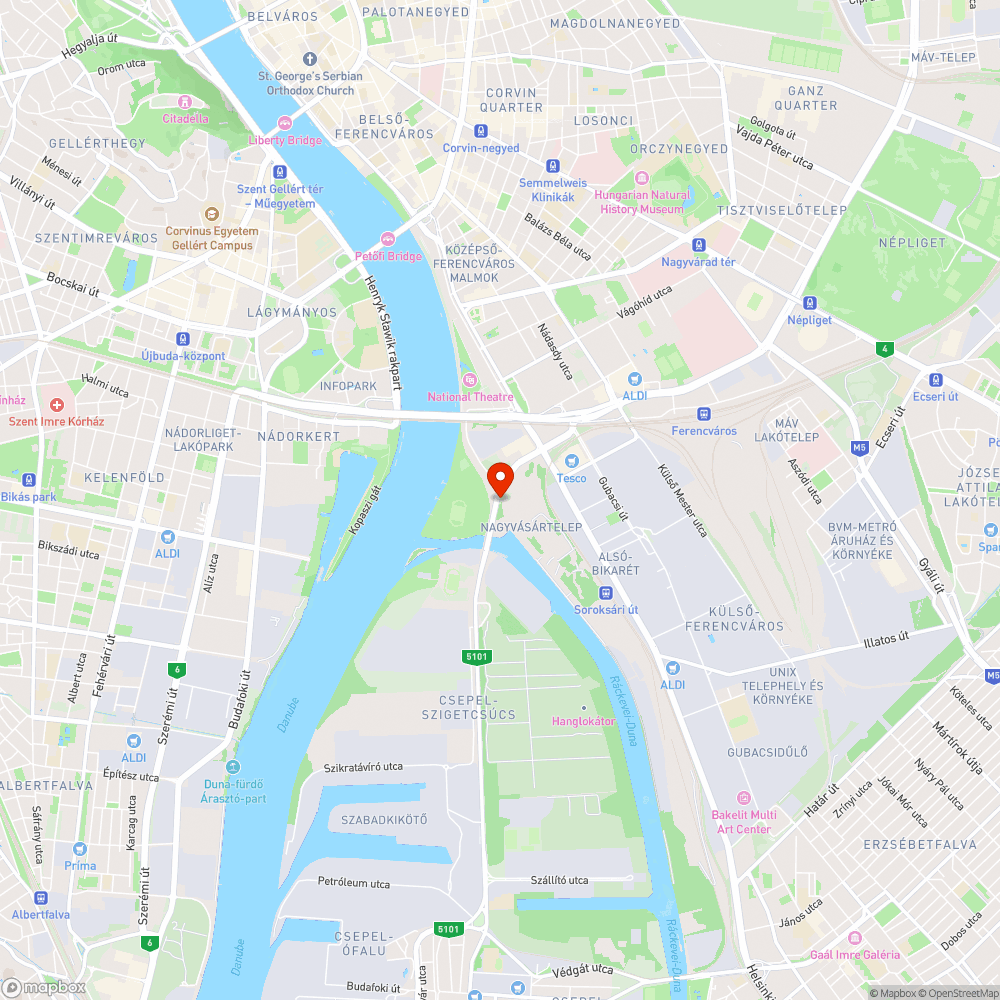 Kvassay Jenő út melletti kerékpárútra belógó fák bejelentés helye