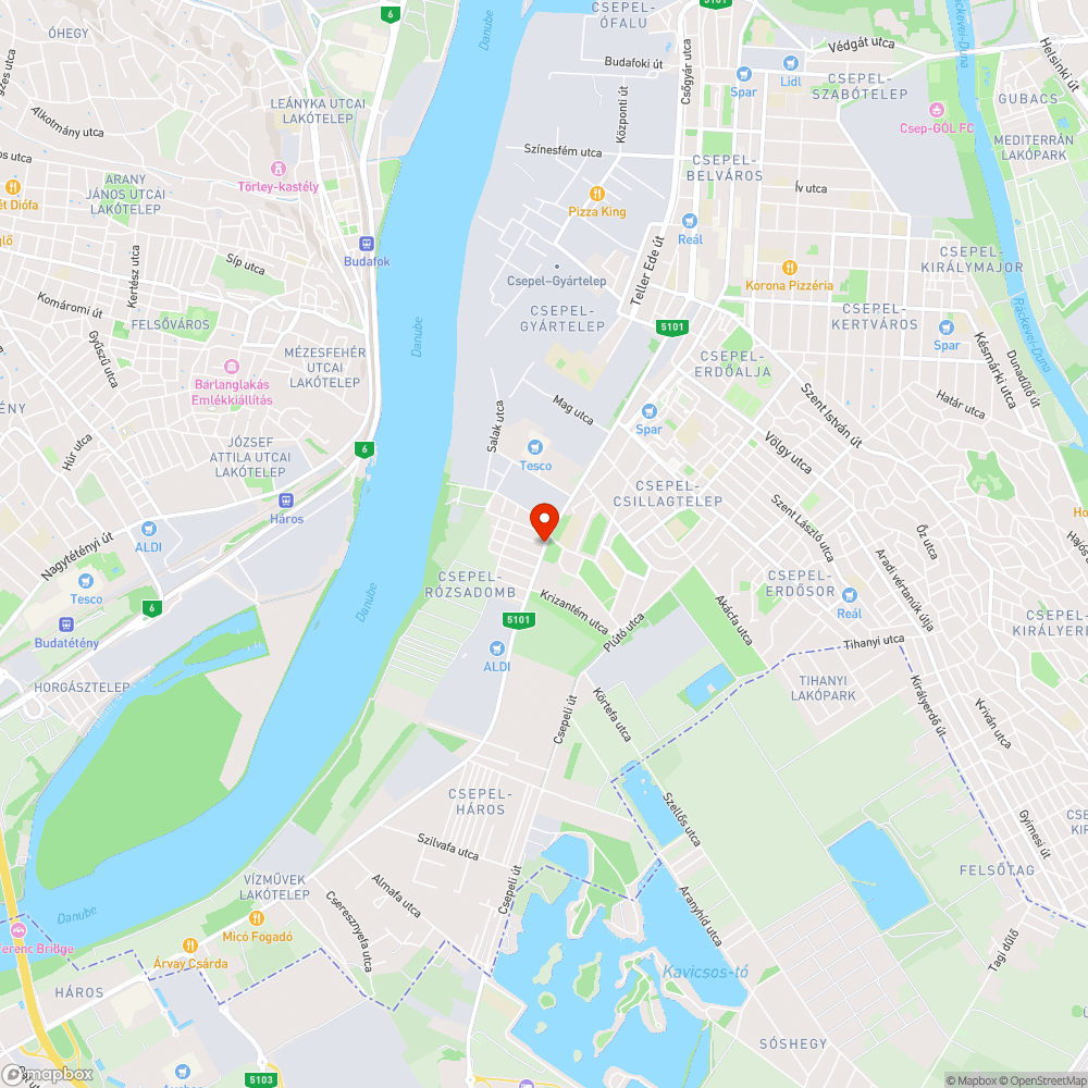 II. Rákóczi Ferenc út melletti kerékpárútra belógó fák bejelentés helye