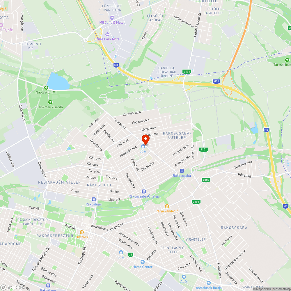 Nem működő utcai lámpa bejelentés helye