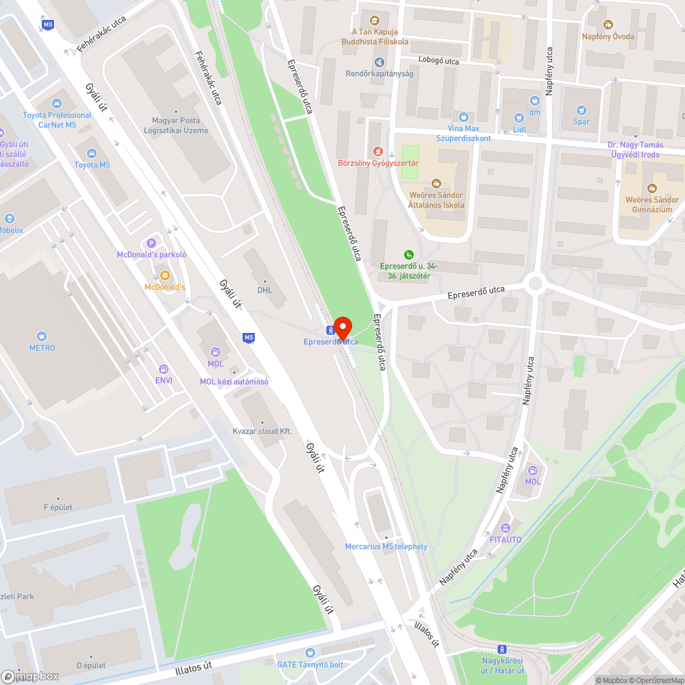 Kidőlt megállóhelyjelző-tábla bejelentés helye