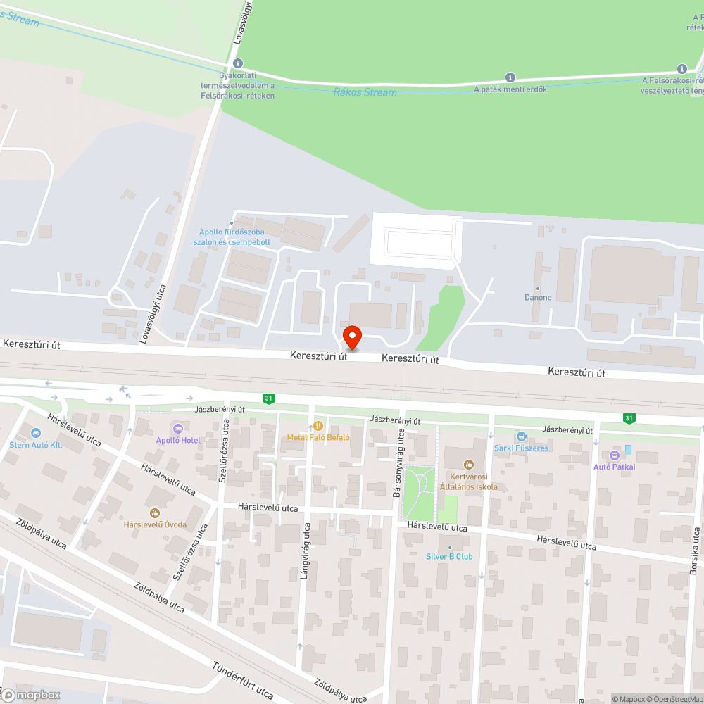 Megrongált buszmegálló bejelentés helye