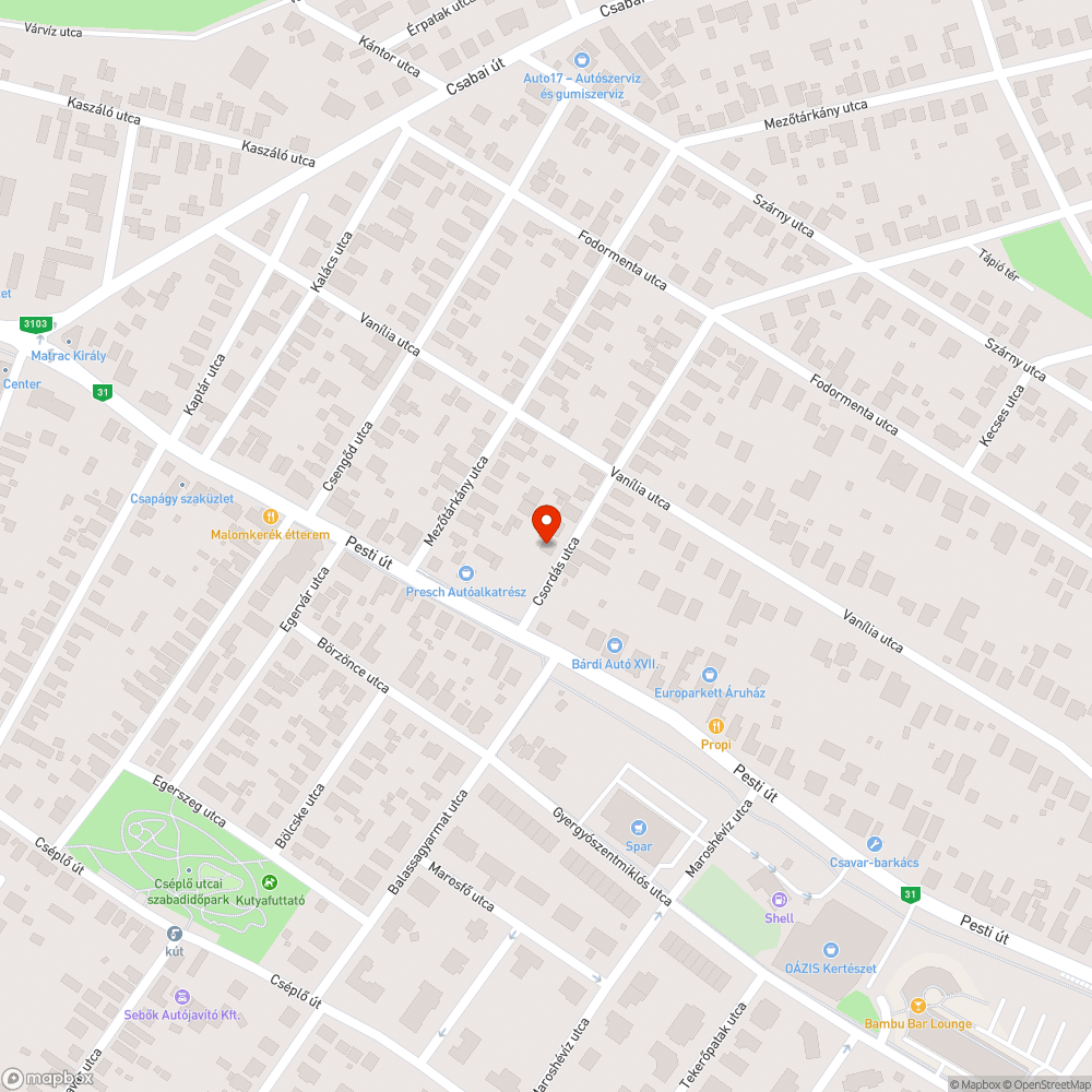 Csordás utca bejelentés helye