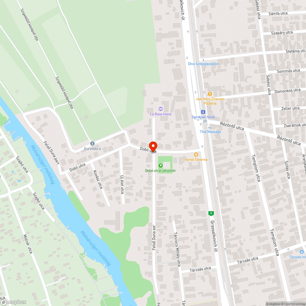 Hibás tábla (Felső Duna sor - Dobó utca) bejelentés helye