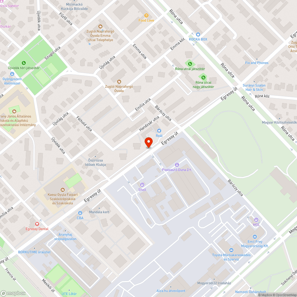 Kiszáradt fa (Egressy út 43) bejelentés helye