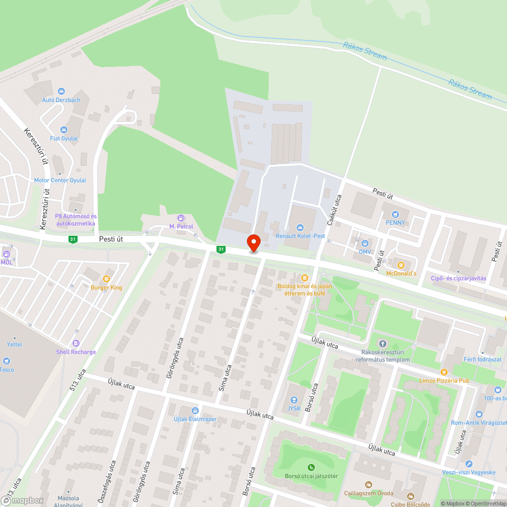 Kiparkolt zöld bejelentés helye