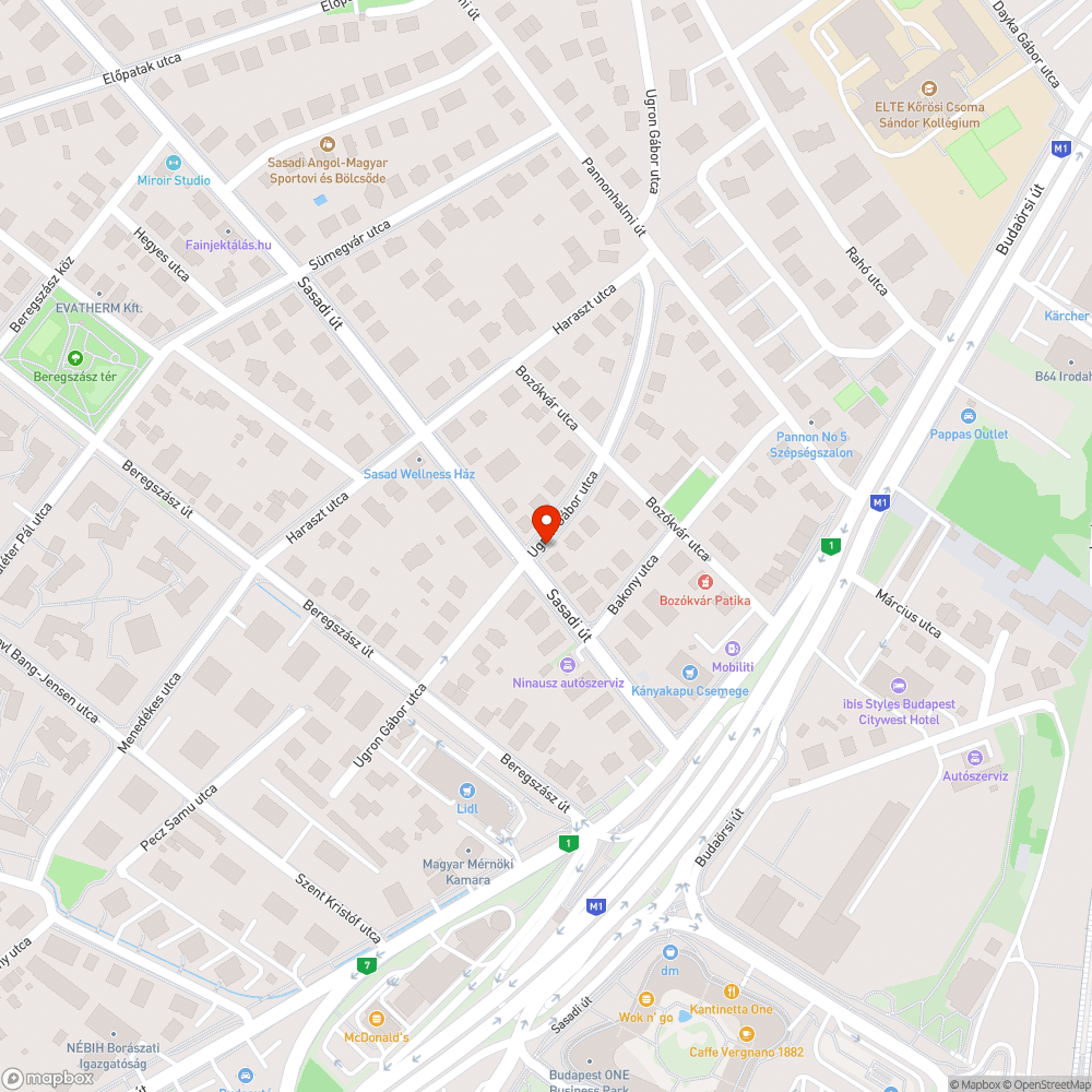 Ugron Gábor utcai szemét bejelentés helye