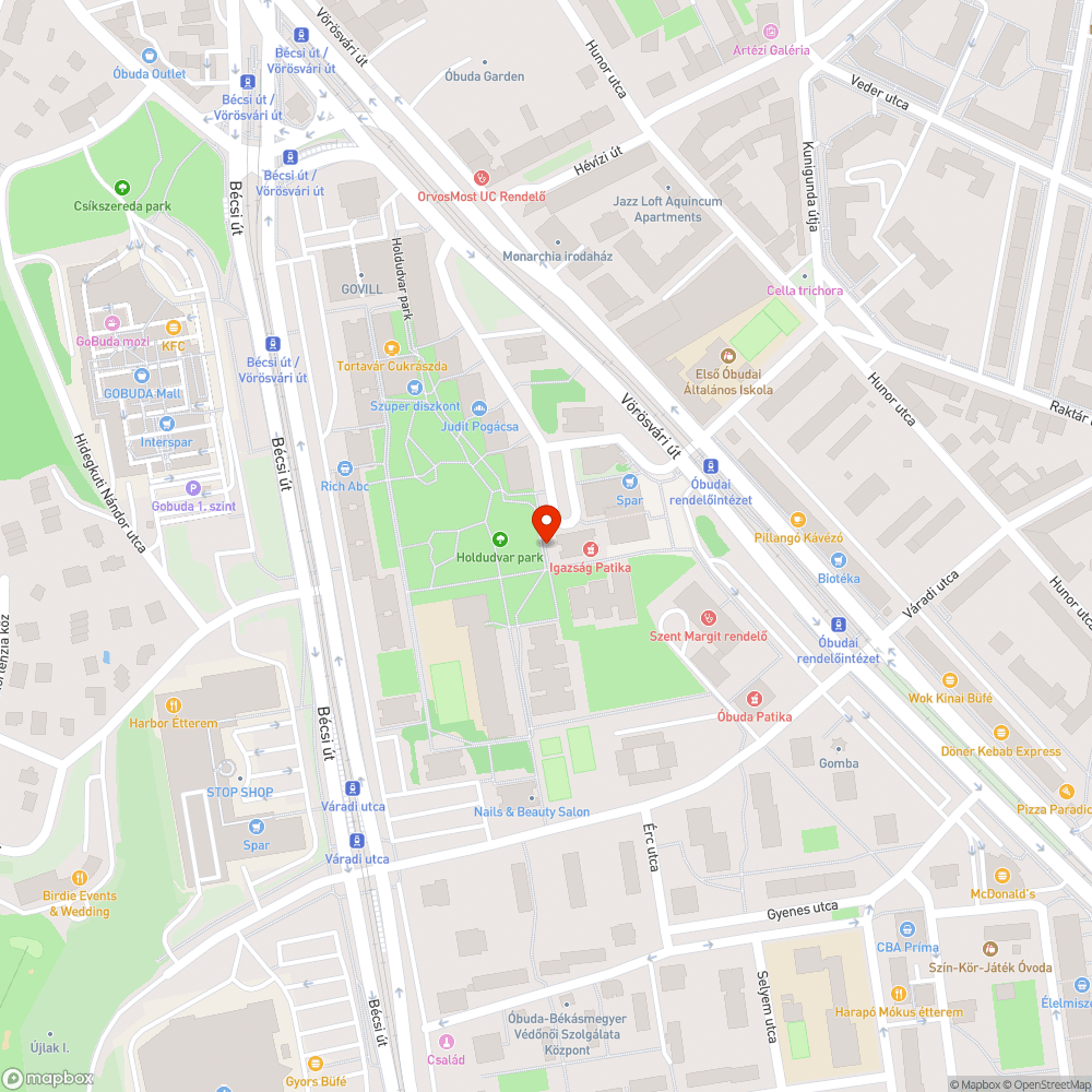 Kiszáradt fa a Holdudvar parkban bejelentés helye