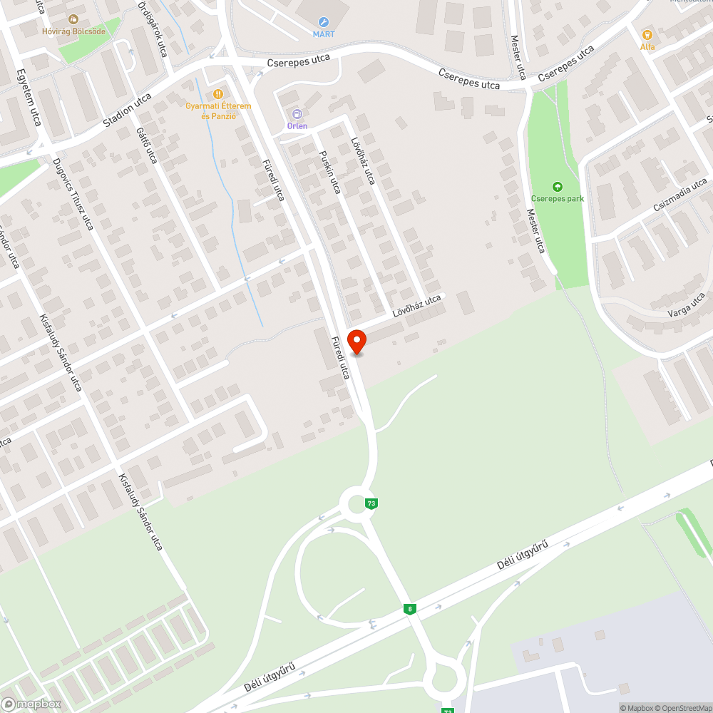 Kritikán aluli útburkolat a Füredi út városi szakaszán bejelentés helye