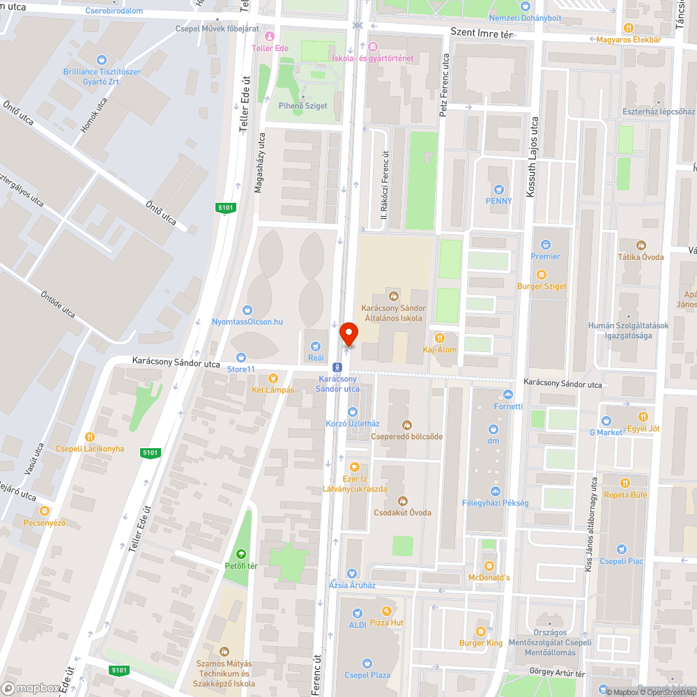 Buszmegálló "kátyú" bejelentés helye