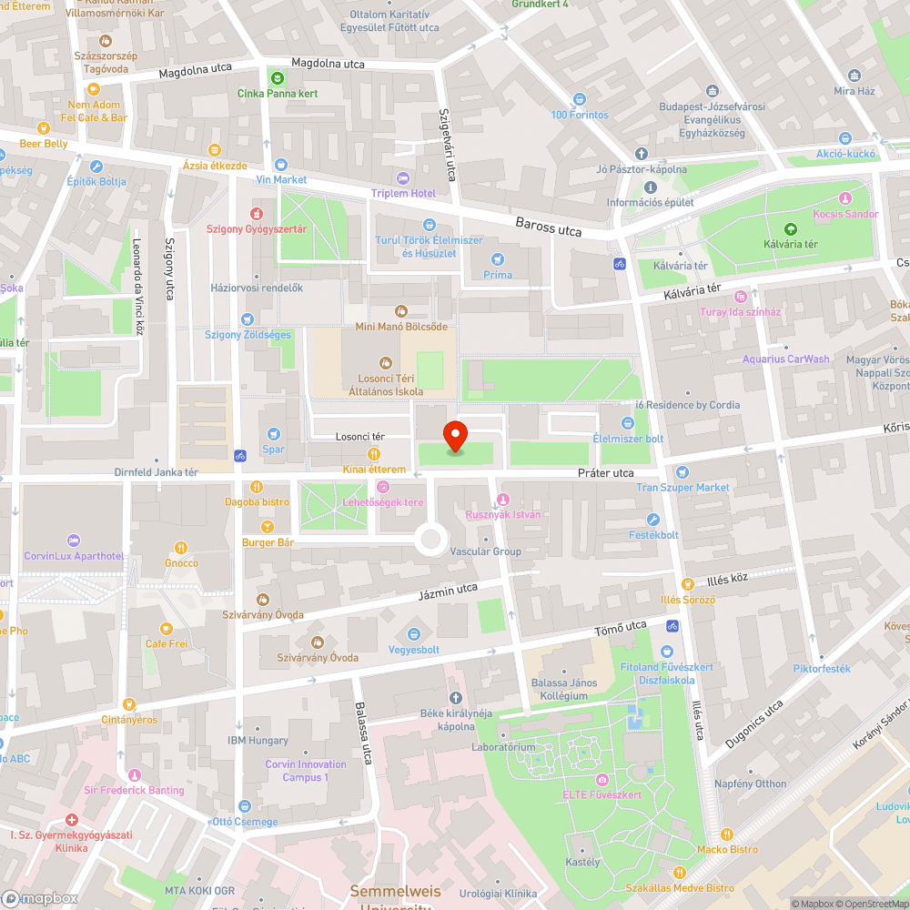 Nagyössztömegű járművek a Práter utcában bejelentés helye