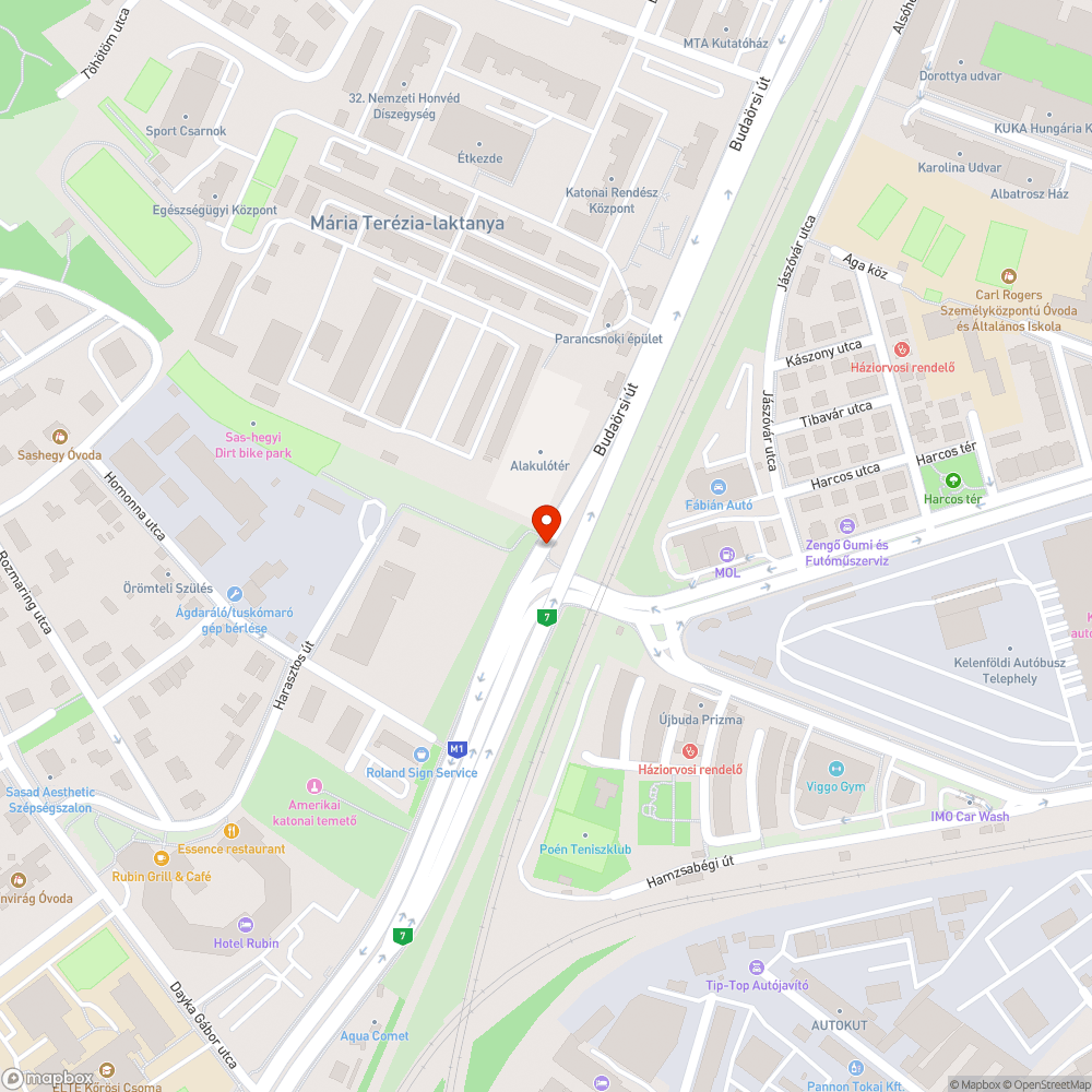 Gyalogosátkelőhely tábla (Budaörsi út) bejelentés helye