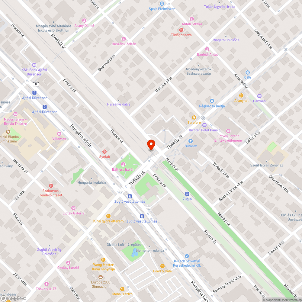 Zugló egykori büfé előtti zöldterület bejelentés helye