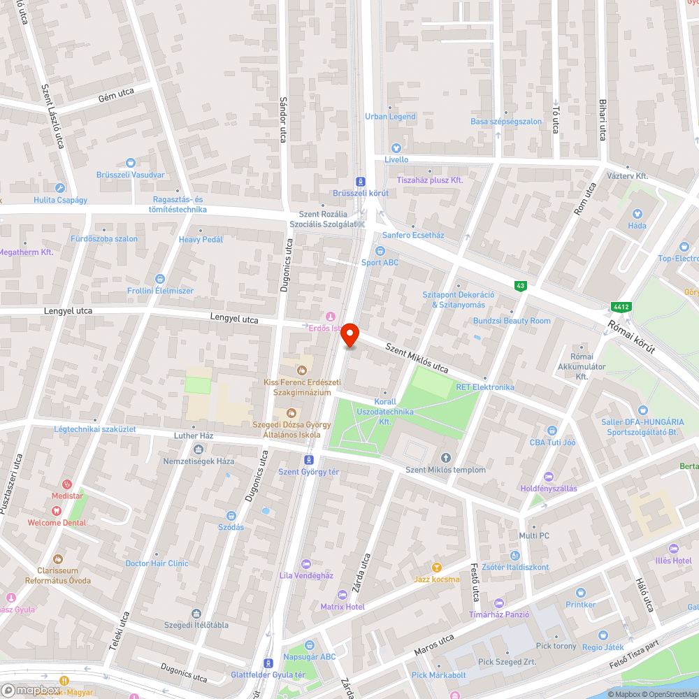 Kátyús kerékpárút Szeged kerékpáros artériáján bejelentés helye