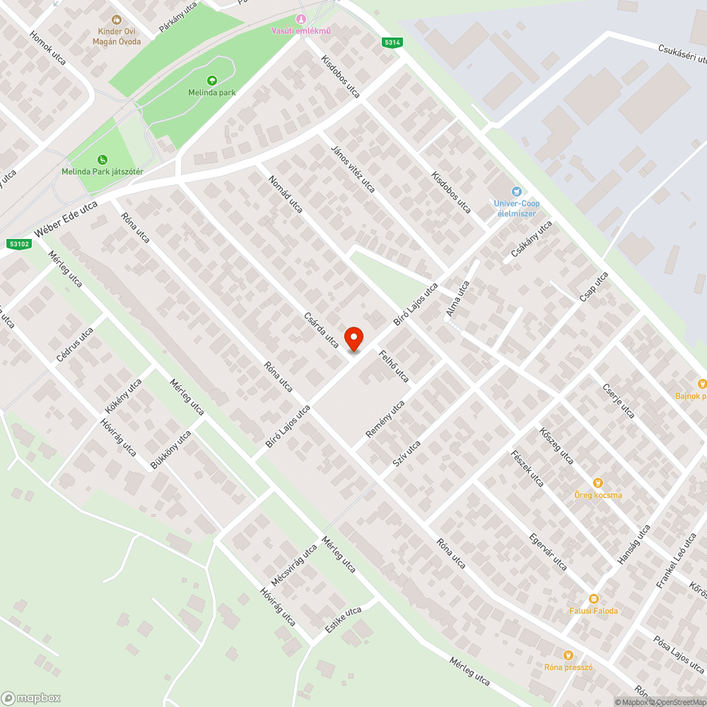 Csapadék elnyelő bejelentés helye