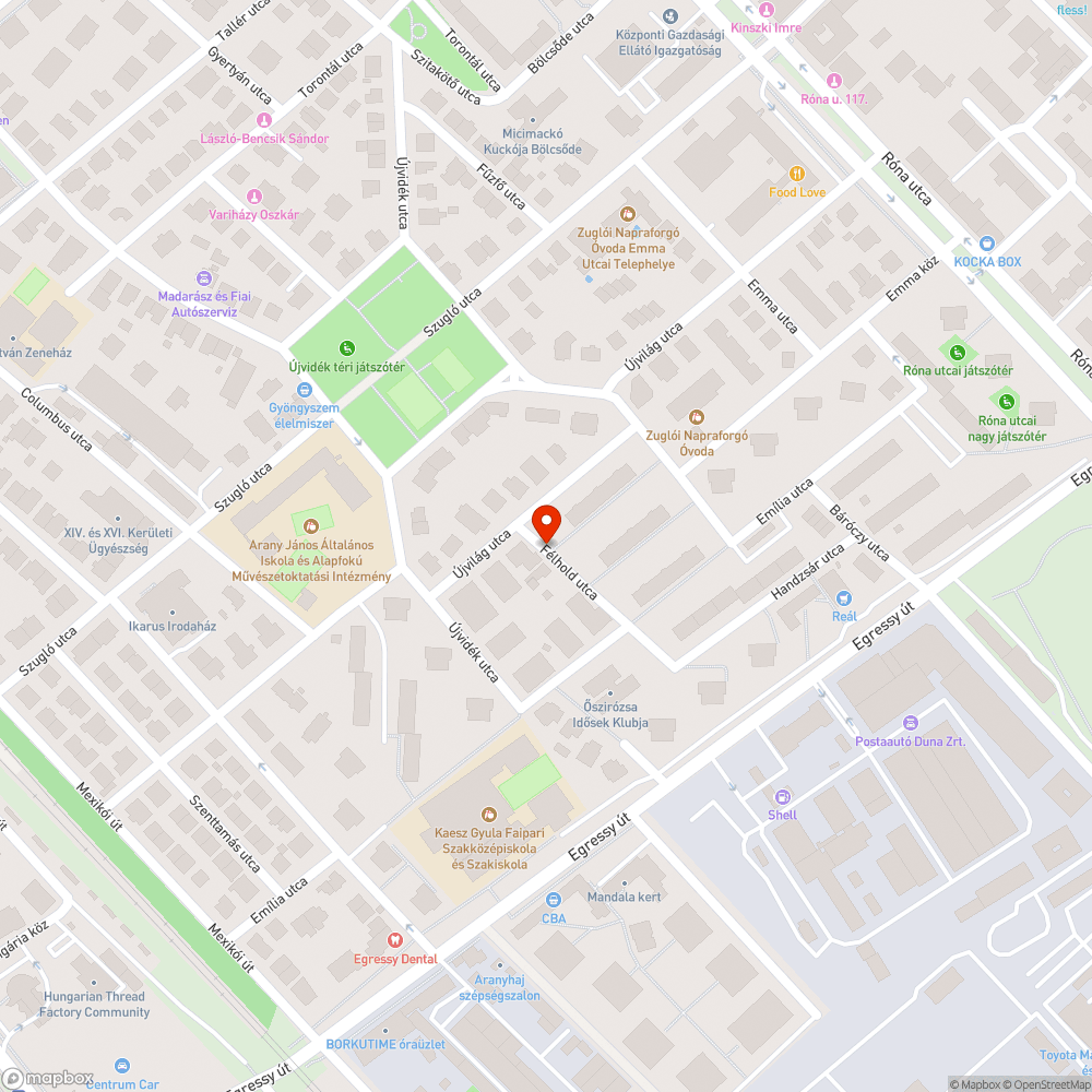 Kiszáradt fa / Félhold utca bejelentés helye