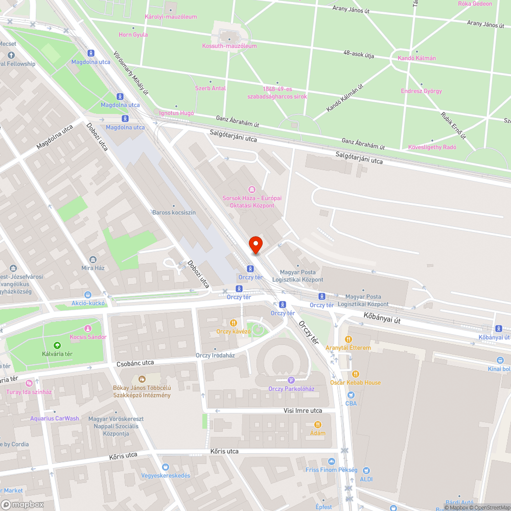 Graffitis váró (Orczy tér) bejelentés helye