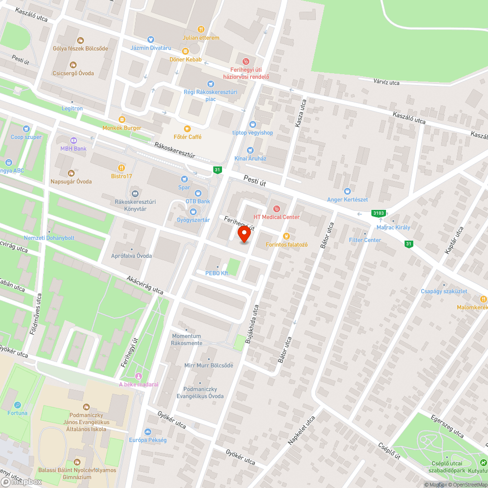 Kátyú/kráter bejelentés helye