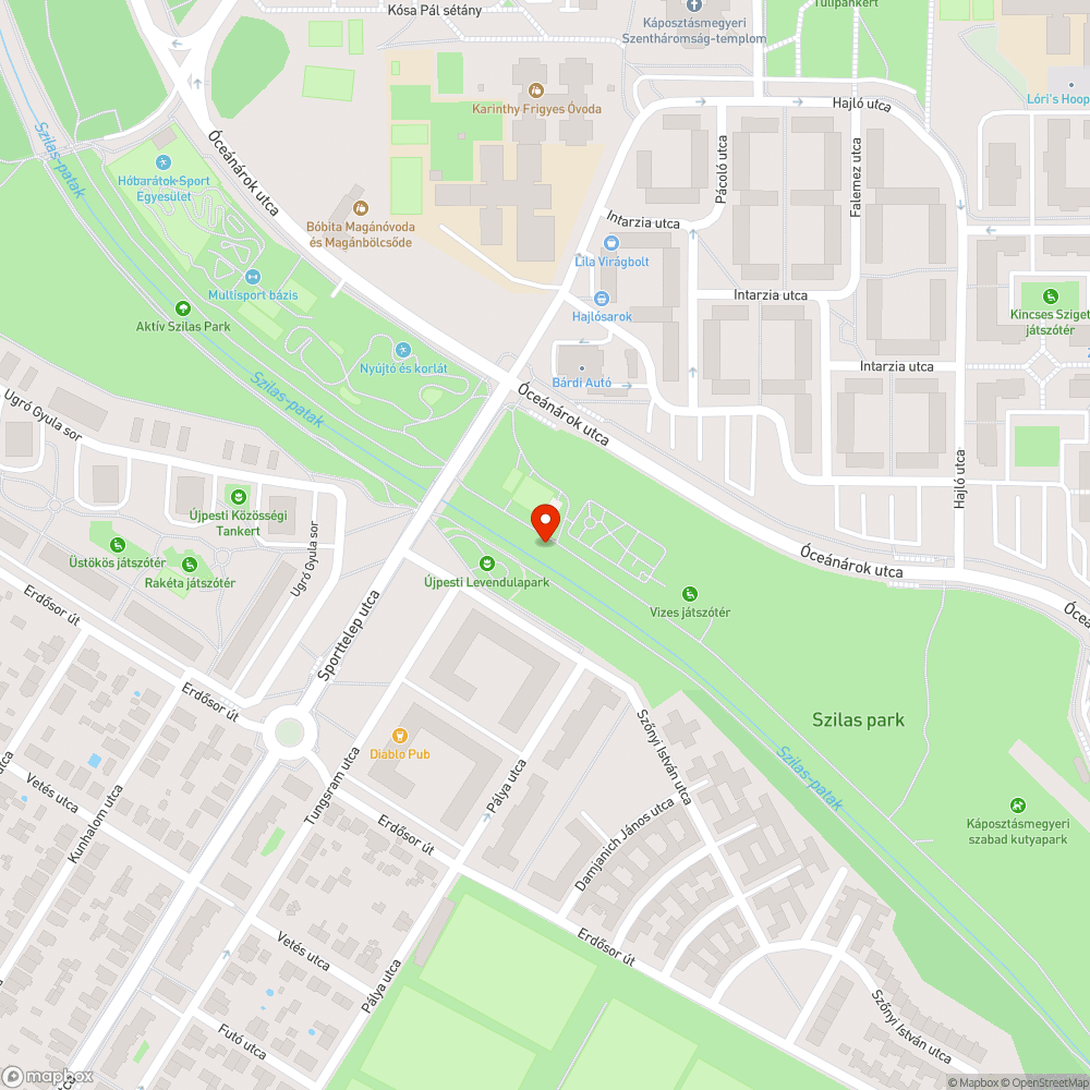 Bevásárlókocsi a Szilas-patakban bejelentés helye