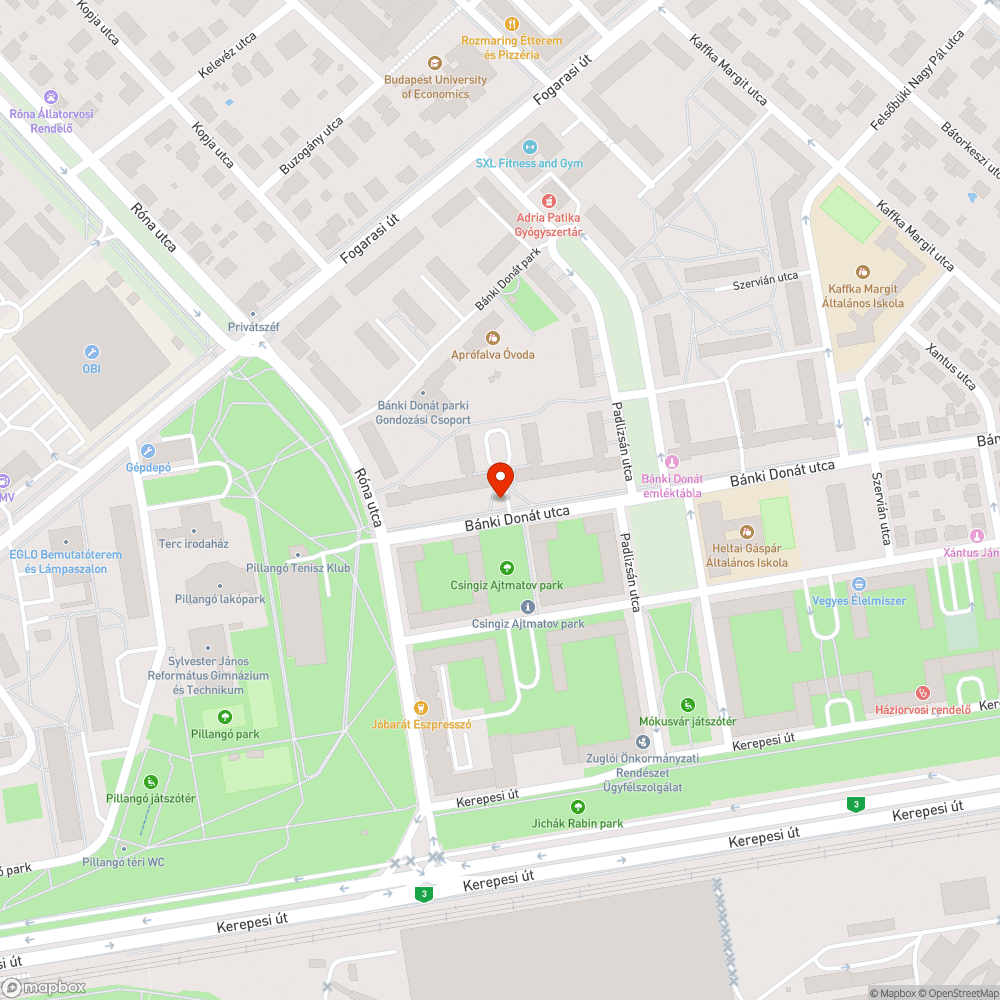 Bánki Donát utcában égve maradt lámpák bejelentés helye