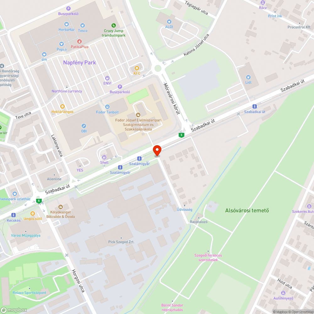 Szeged, Vasgyár utca elején lévő kátyú bejelentés helye