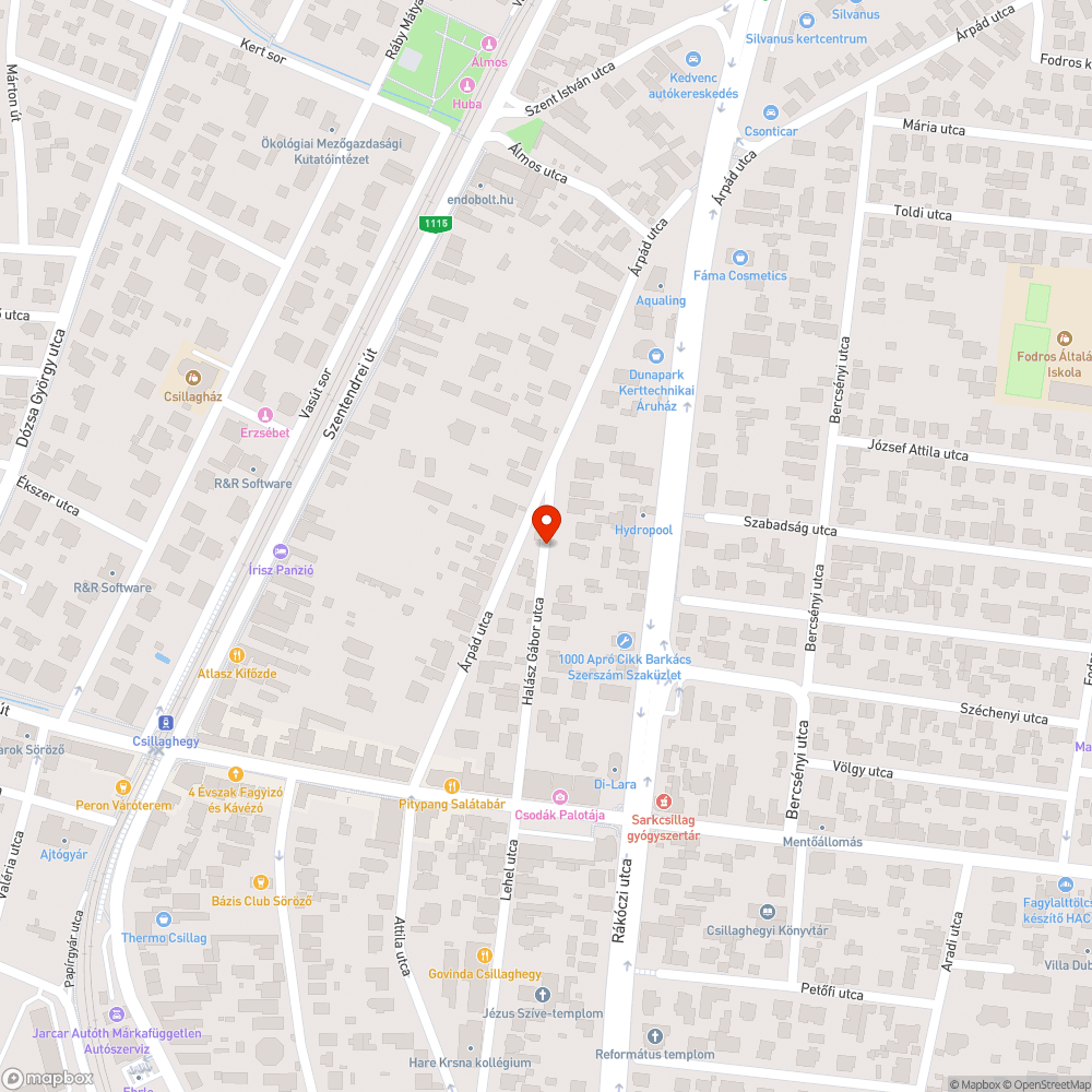 Kátyú az úton bejelentés helye