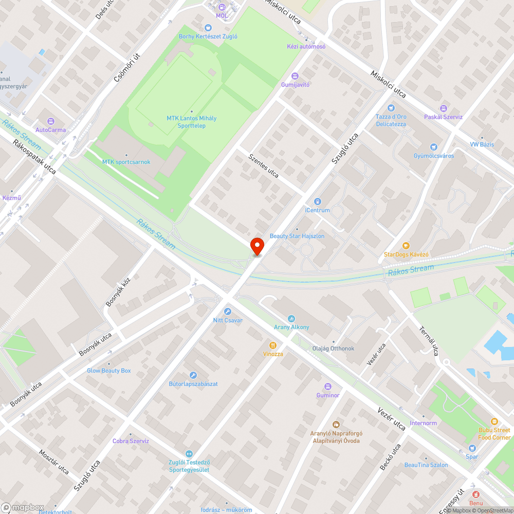 Úthiba a kerékpárút és a Szugló utca találkozásánál bejelentés helye