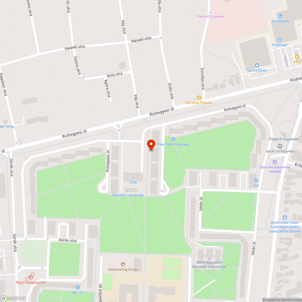 Megsüllyedt, balesetveszélyes járdaszakasz bejelentés helye