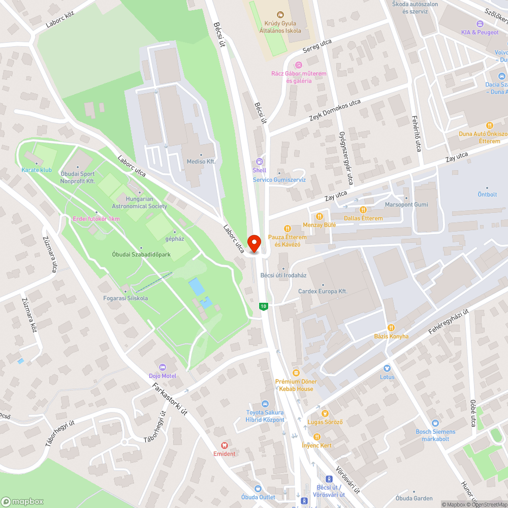 Méretes kátyú a Laborc utca legelején bejelentés helye