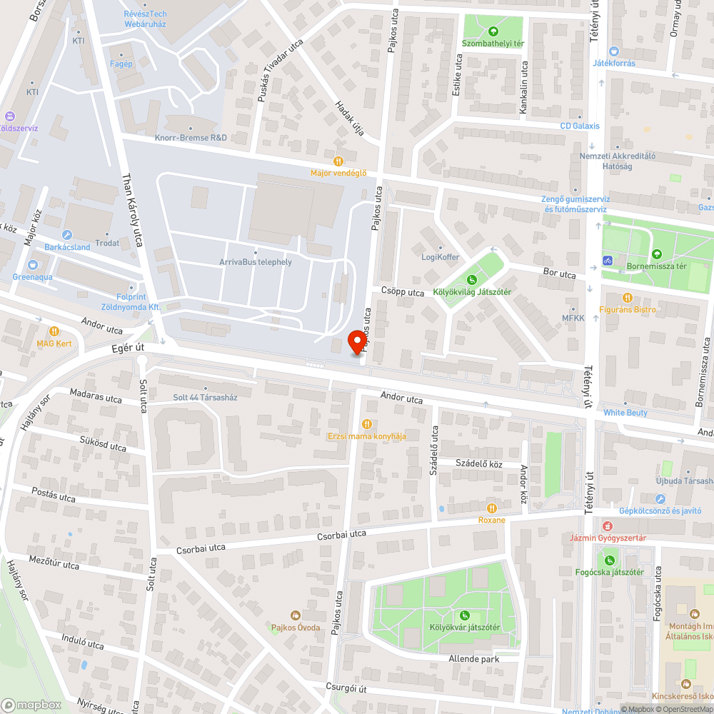 Hiányzó kerékpáros kapcsolat a Pajkos utca - Andor utca kereszteződésben bejelentés helye