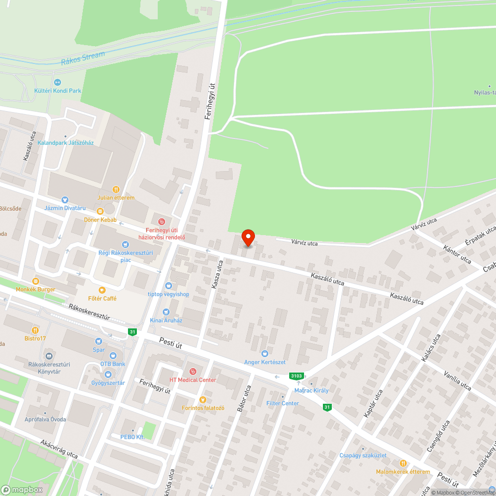 Kaszáló utcai árok bejelentés helye