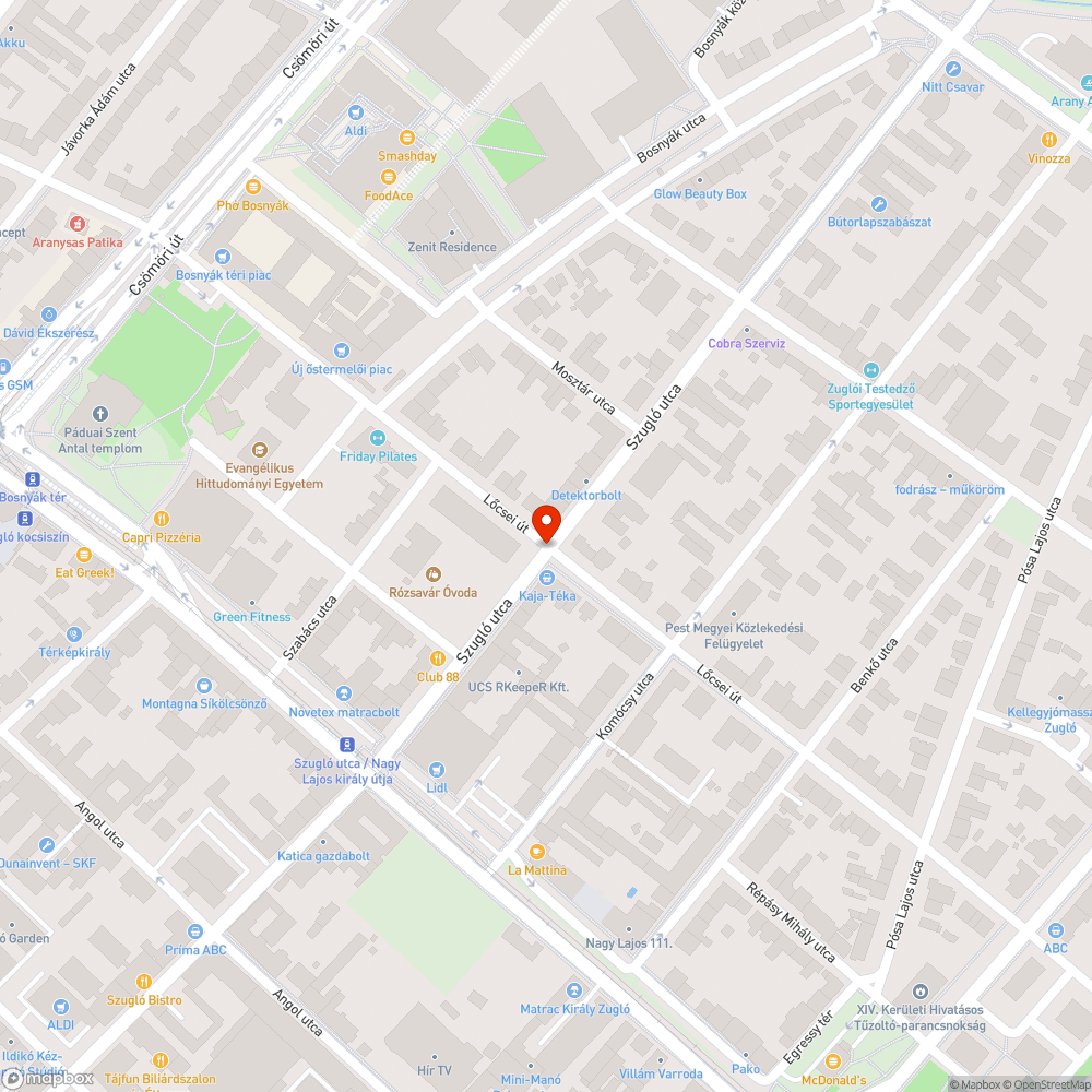 Szugló utcán lévő gyalogos átkelőhelyhez közlekedési lámpa igény bejelentés helye