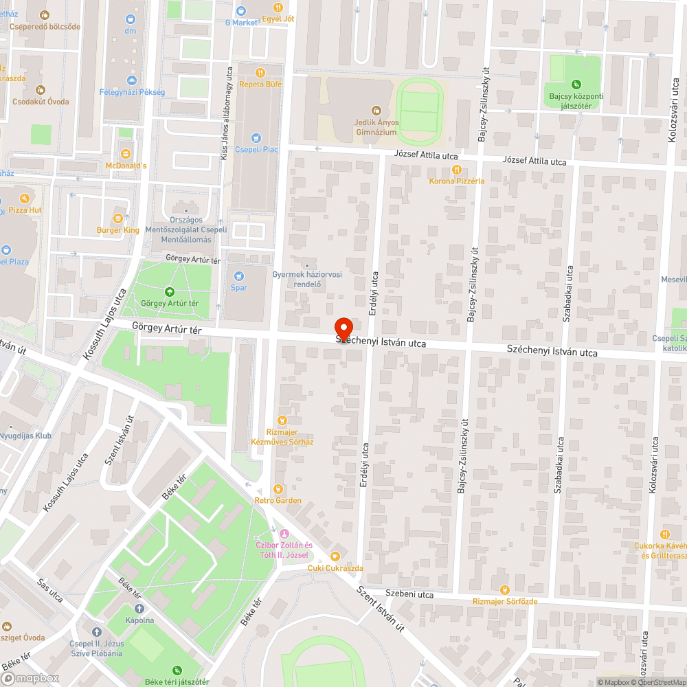 Kiszáradt fa - Széchenyi István utca/Erdélyi utca bejelentés helye