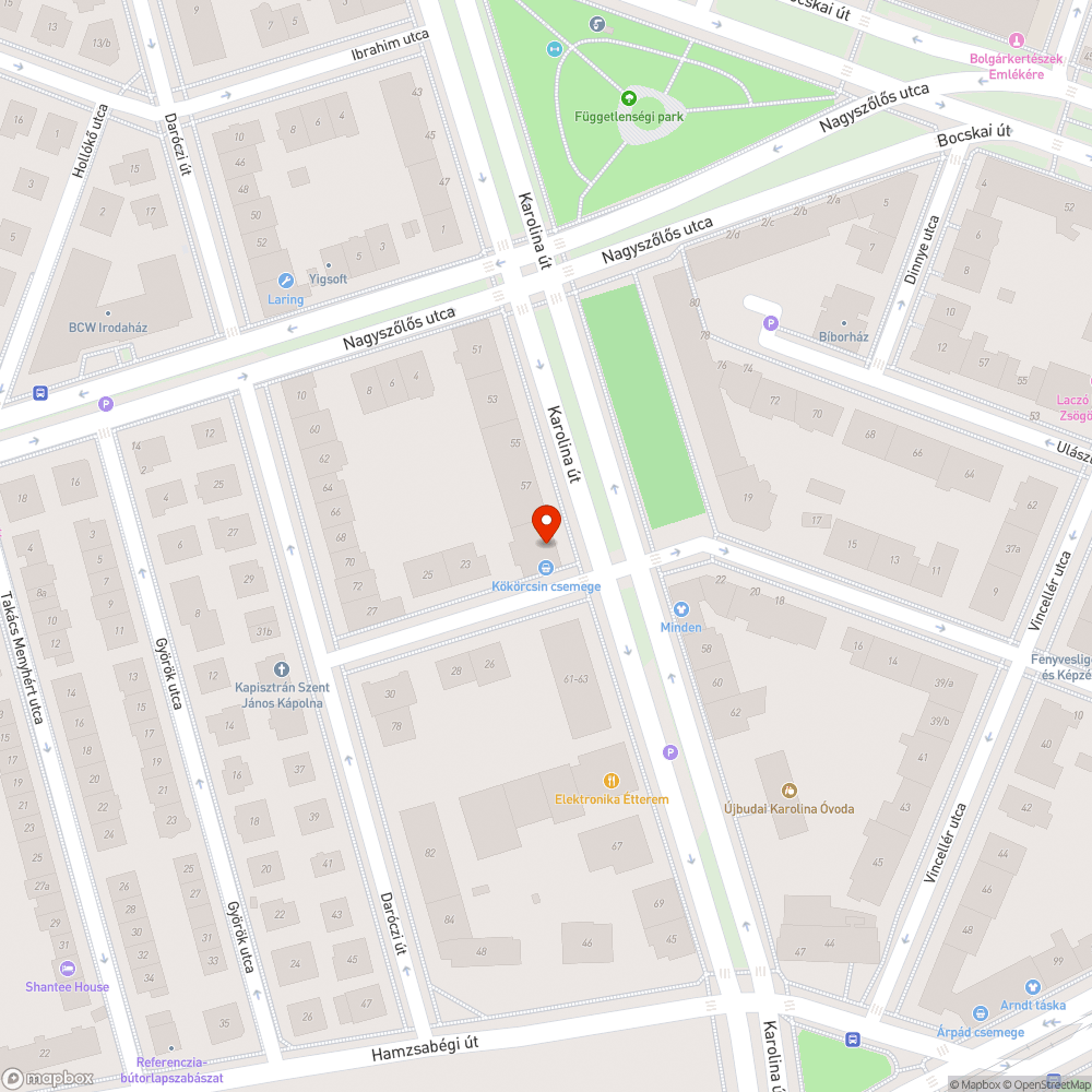 Elhagyott autó a Karolina úton bejelentés helye