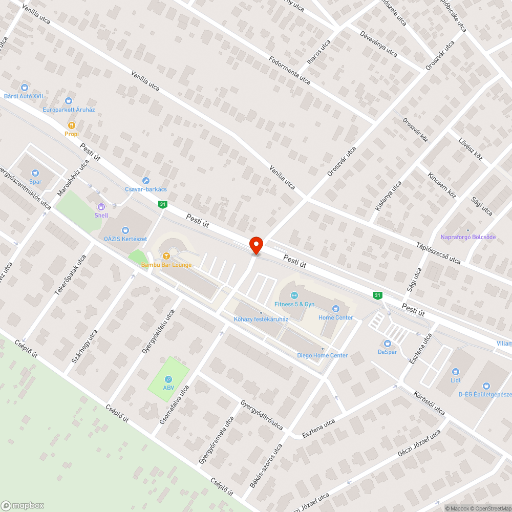 Csomafalva utcai kátyú bejelentés helye