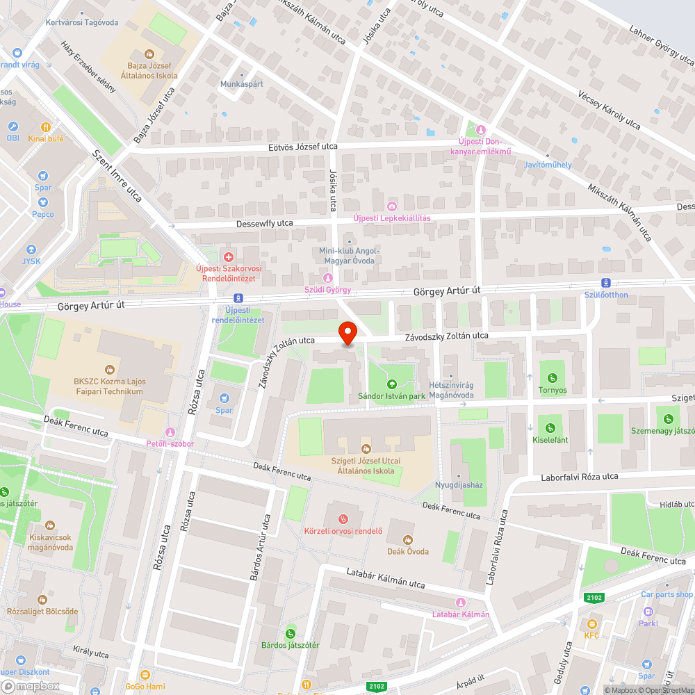 Elhagyott autó bejelentés helye