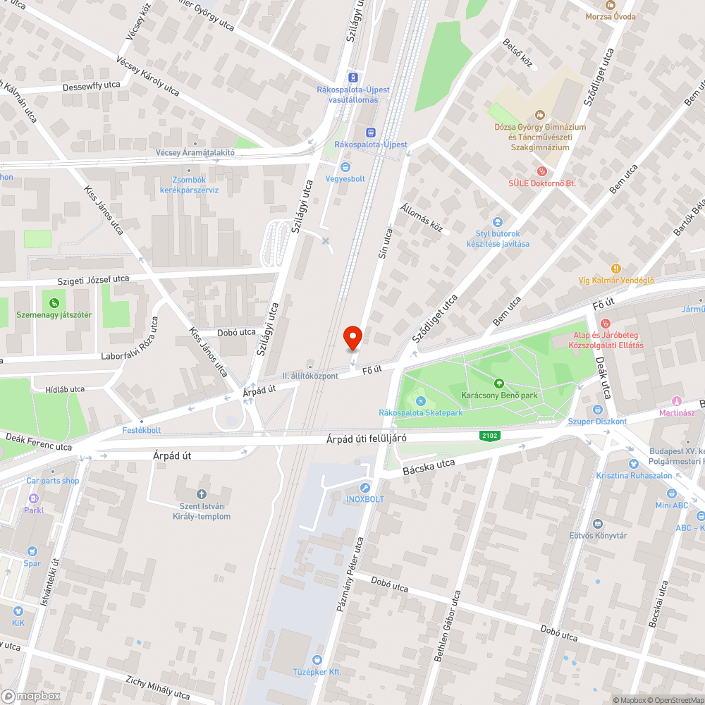 Elhagyott autó bejelentés helye