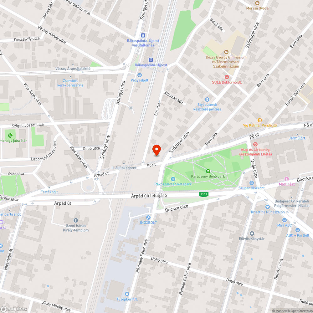 Elhagyott autó bejelentés helye