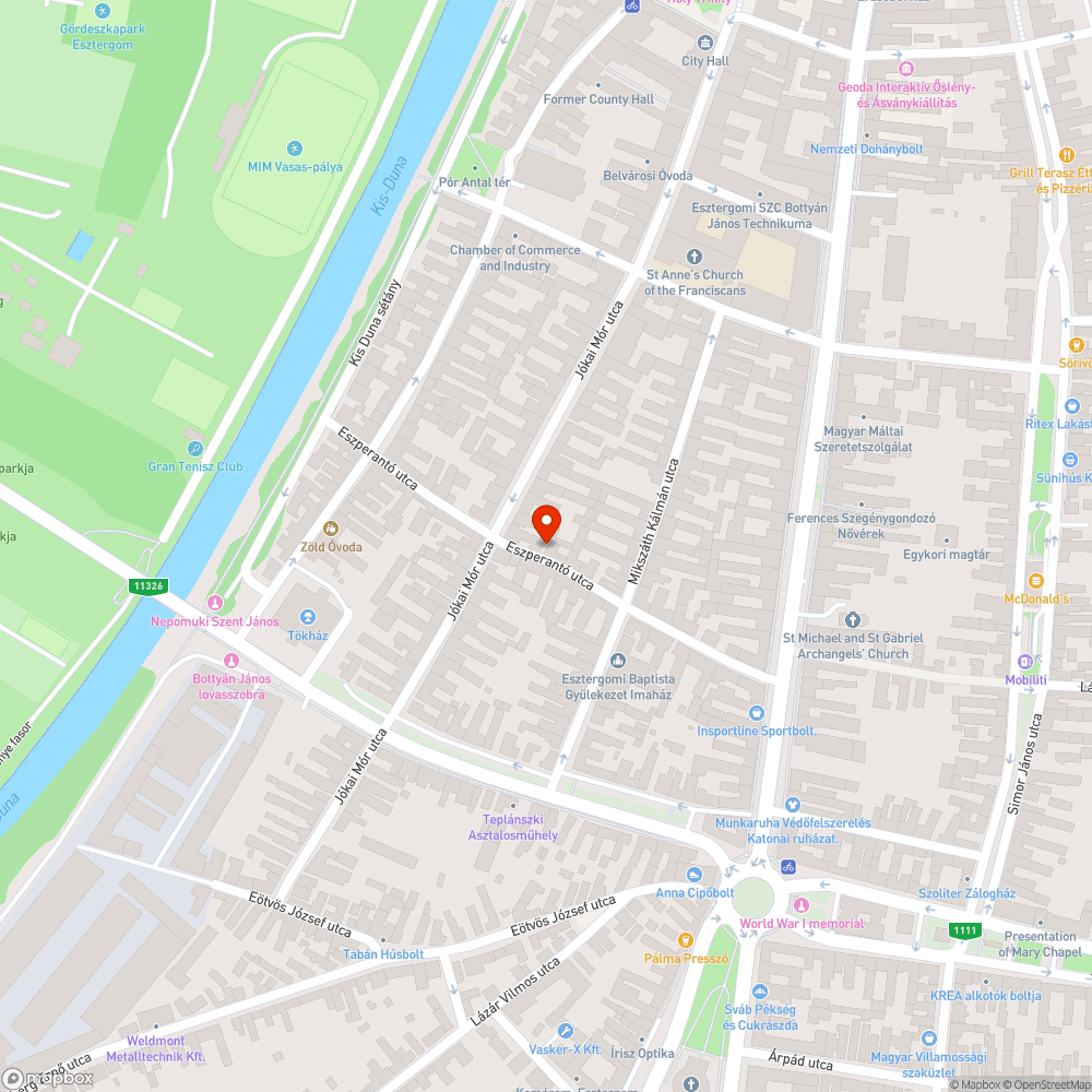 Eszperantó utca járda bejelentés helye